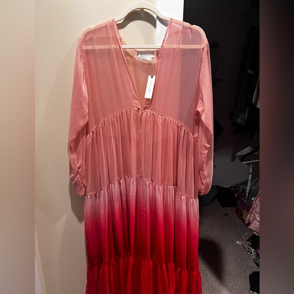 By Anthropologie Tiered Sheer Ombre Duster NWT - Picture 6 of 6